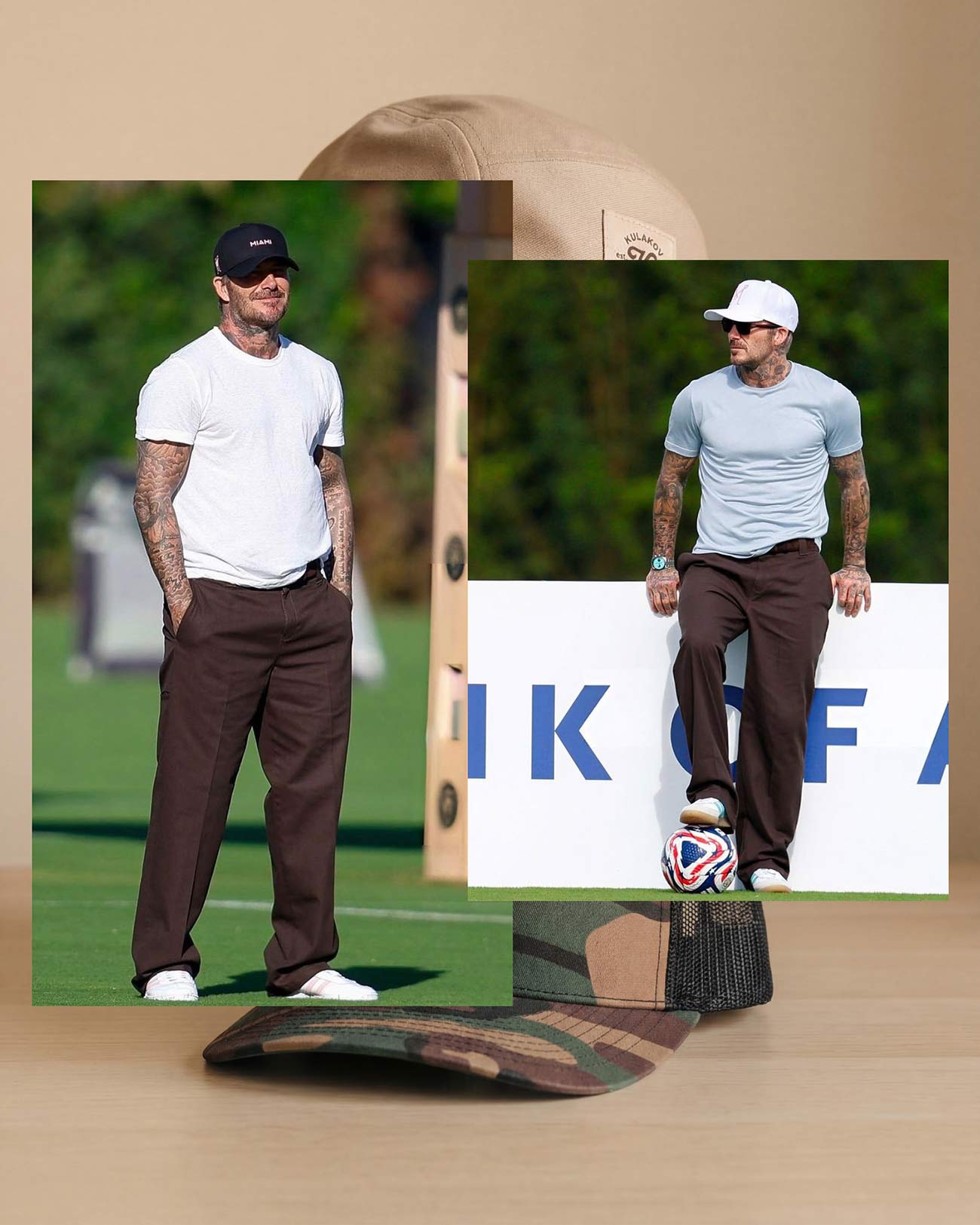 Дэвид Бэкхэм в бейсболках