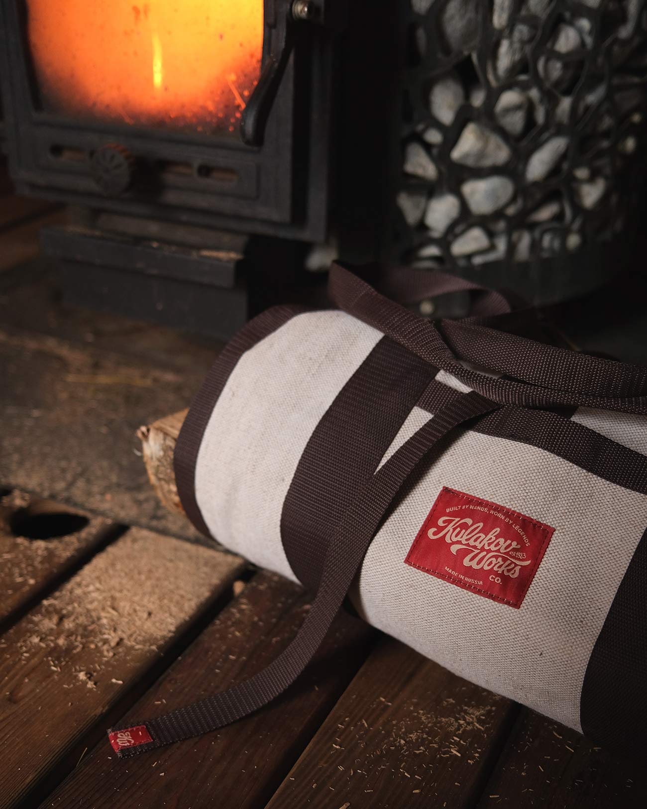 Сумка для переноски дров из прочной парусины, с длинными удобными ручками, внутренним карманом и надёжной застёжкой