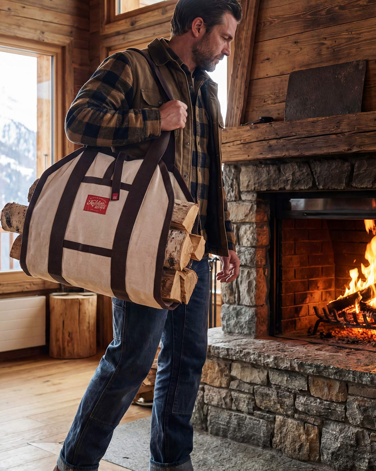 Большая сумка для переноски дров 