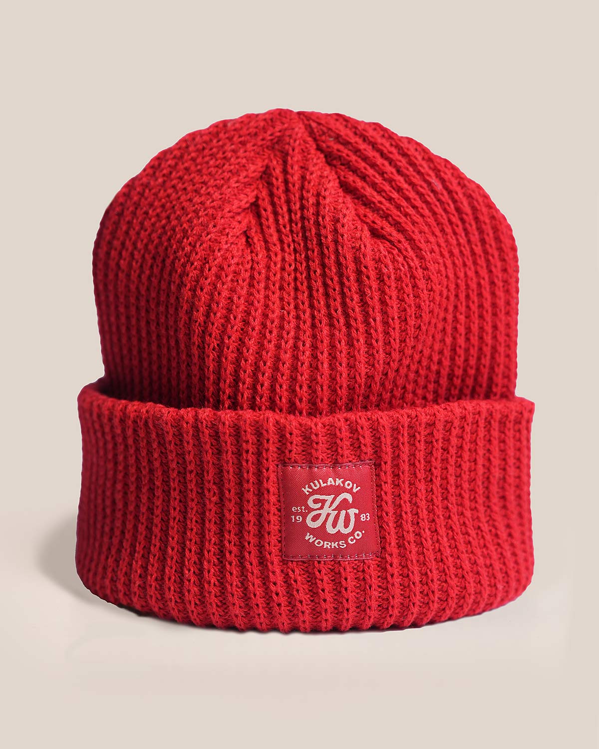 Красная вязаная шапка Kulakov Works