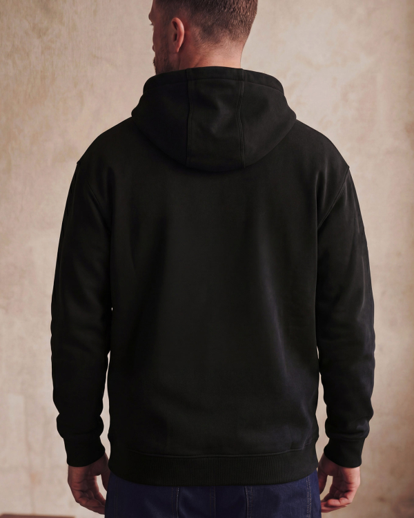 Черная худи на молнии со спины с капюшоном